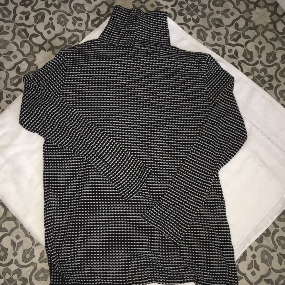 Black and white striped turtleneck sweater
